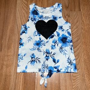 Floral Printed Top With Reversible Sequin Heart